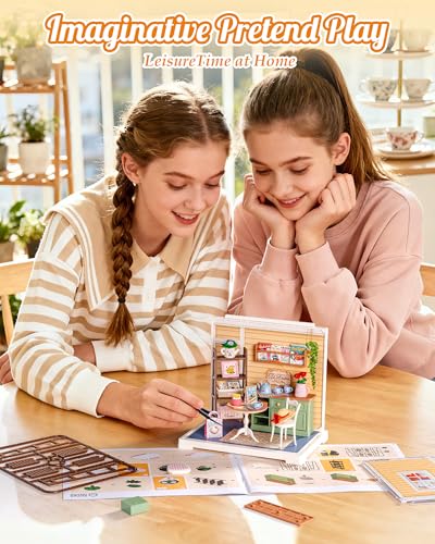 Rolife Super Creator Mini Series, DIY Plastic Miniature Kits Retail Store Series, Mini Model House Building Set for Teens Aged 14+, DIY Crafts/Hobbies for Adults (Sunshine Sip Porch) - style: Sunshine Sip Porch
