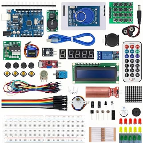 RFID kit for Arduino UNO R3 Upgraded Learning kit with Retail Box RFID Arduino UNO R3 Starter kit with LCD Display, breadboard, sensors and More Than 40 Components
