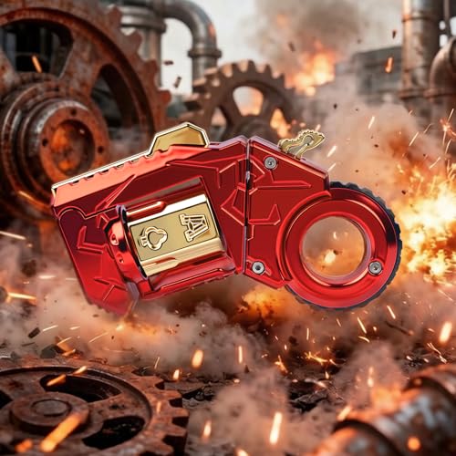 Metal Fidget Toys Gun for Adults - Alloy Fidget Gun Cool Fidget Spinner Gun Slider Dual Form Transformable Stress Relief EDC Desk Toy (Red) - color: Red