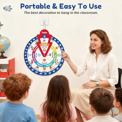 Wheel of the Year,Season Calendar Wheel,Montessori Felt Circular Calendar Wheel of the Year,Seasons Wheel Calendar Montessori Homeschool Wheel fo the Year Calendar for Kids Preschool - style: Calendar Wheel