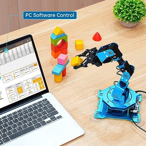 Robotic Arm for Arduino Coding Programming 6DOF Hiwonder-xArm1S STEM Educational Building Robot Arm Kits, 6 AXIS Full Metal Robotic Arm Wireless Controller/PC/App/Mouse Control Learning Robot - style: Hiwonder-xArm1S