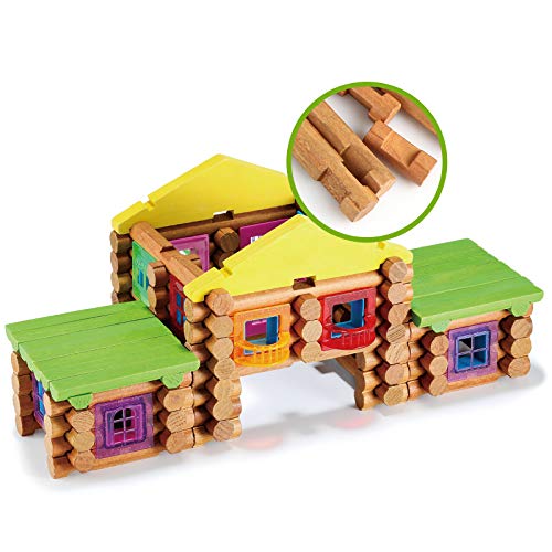 Wondertoys 269 Pieces Real Wood Logs Set Ages 3+, Classic Building Log Gift Set for Boys/Girls– Creative Construction Engineering - Top Blocks Game Kit - Preschool Education Toy - style: 269 PCS