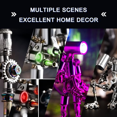 Mostarle Terminator M 3D Metal Puzzle, Arcynix DIY Mechanical Robot Model Kit, Sci-Fi Design LED Light Feature Unique Gift for Adults & Teenager (Blue) - color: Blue