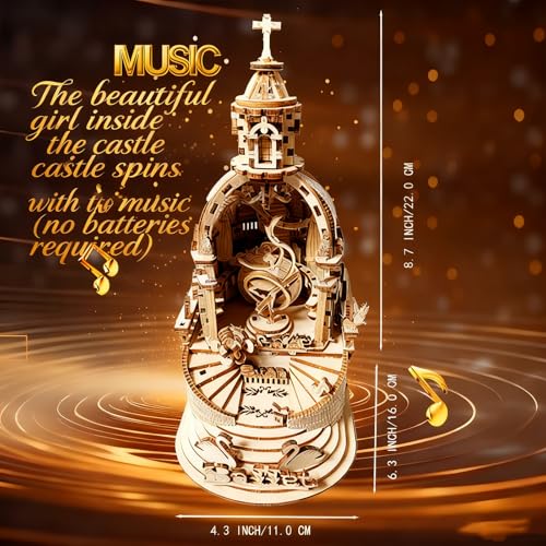 3D Puzzle for Adults Teens Wooden Music Box Mechanical Model Kits Wood DIY Crafts Kit to Build Gift for Men Women Age 14+ Years Old