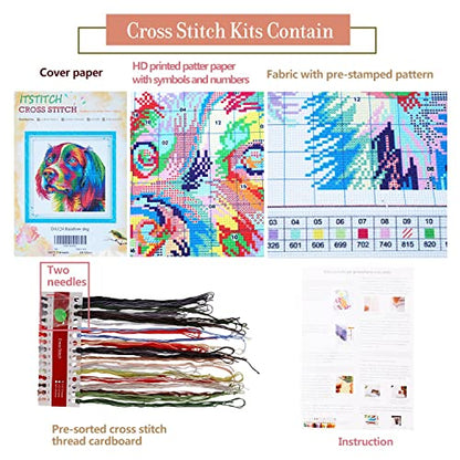 ITSTITCH Stamped Cross Stitch Kits for Adults,Full Range of Crossstitching Kits Preprinted Pattern Embroidery Needlepoint Starter Kits 14CT 2 Strands-Life in Countryside,18.5x14 inch - color: Life in countryside ,18.5x14 inch