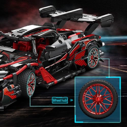 APAWR Adults Challenging Racing Car Building Blocks Kit，1:14 1391 Pieces Car Model Building Set DIY Toys for Boys Age 12 13 14 15 16 - color: Black