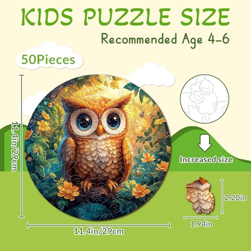 Animal Wooden Puzzles for Kids Ages 6-8 - Cute Owl - color: Cute Owl