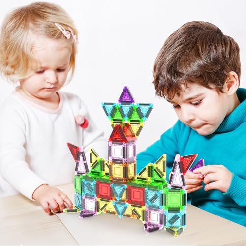 PicassoTiles Nano Magnetic Tiles Travel Set with Storage Tin, Kids Ages 3+ - color: 50pcs Mini With Case