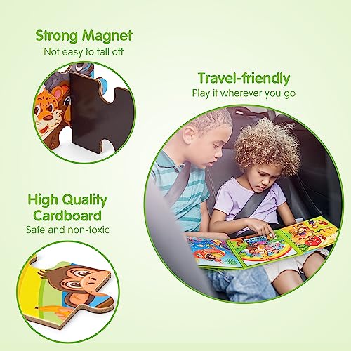 SYNARRY Magnetic Animal Puzzles for Kids Ages 3-5, Travel Animal Toys - style: Animal