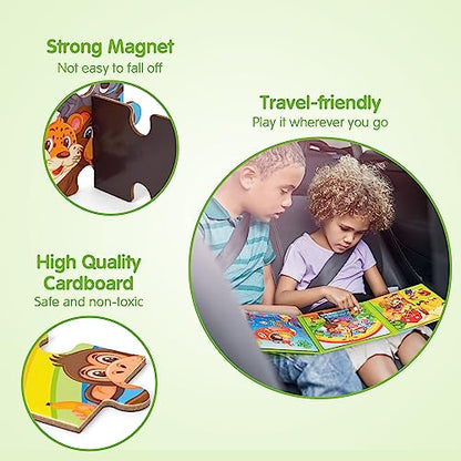 SYNARRY Magnetic Animal Puzzles for Kids Ages 3-5, Travel Animal Toys - style: Animal
