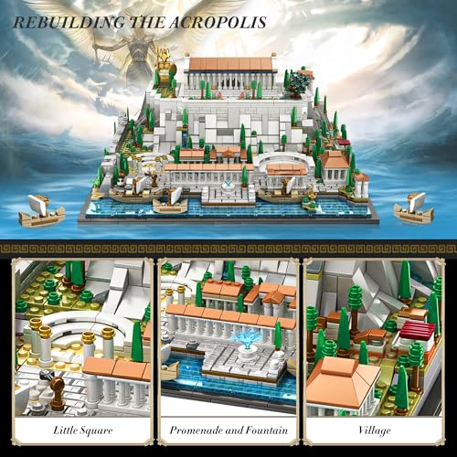 SpblastB Architecture Acropolis of Athens Building Blocks Set, 1988 Pieces Landmark Collection City Building Kit, Display Model Kit and Home Decor Gift Idea for Adults, Architects