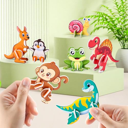 FOIMAS 3D Animal Puzzles for Kids,30 Pack Educational Jungle Animal Puzzle Dinosaur Farm Animals for Kids Classroom Prize Gifts Party Favor Supply