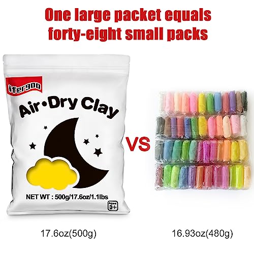 ifergoo 500g Yellow Air Dry Clay, 1.1LBS Foam Magic Modeling Clay for Kids - color: Yellow/500g