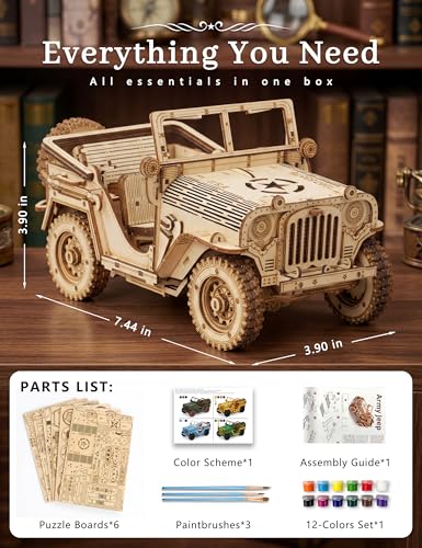 BOOZUU Paintable 3D Wooden Off-Road Vehicle Puzzle for Adults