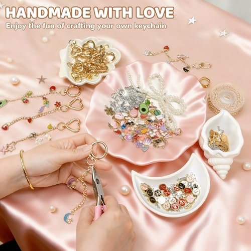 348Pcs Charms Lip Gloss Keychain Making Kit,DIY Craft with Charms,Key Chain Hooks,Jump Rings,Lobster Clasps,Chains & Tools,Bag Charm Kit,Keychains Make Supplies for DIY Crafting and Jewelry Making - color: Burnt Olive