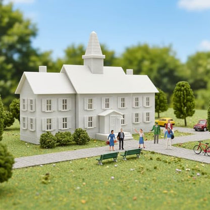 HO Scale Model School House Kit Unassembled Building for Model Railroad JZHO6893JJ