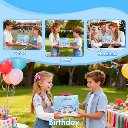Ocean Buddies Air Dry Clay Kit for Kids - 12 Marine Animal Models with 4 Colors & Sculpting Tools, Ultra Light & Soft Modeling Clay Set, Non-Toxic DIY Arts and Crafts Gift for Boys & Girls Ages 3+ - color: blue