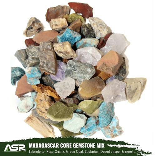 ASR Outdoor 14pc Gemstone Paydirt Rocks and Minerals Collection of 5lb Madagascar Genuine Rough Gems - style: 14pc Madagascar Kit