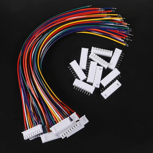 ACEIRMC 10Pairs JST Connector Kit, XH 2.54mm 8 Pin Header Male and Female Connectors Plug Adapter with Flat Wire Cable 200mm 26AWG Compatible with JST XH (8P) - color: 8P
