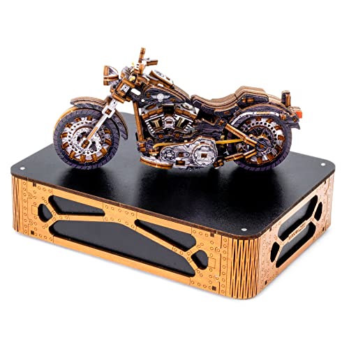 WOODEN.CITY Cruiser V‑Twin LE Mechanical Motorcycle Model Kit, 3D Puzzles for Adults – Motorcycle Puzzle for Adults and Teens; Build a Wooden Bike and Enjoy a Unique Gift - style: Motorcycle