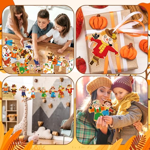 BeYumi Fall Scarecrow Craft Kit - 123Pcs Fall Scarecrow Craft Kit DIY Autumn Thanksgiving Ornament Set Home Classroom Game Activities Art Supplies Decor for Kindergarten Kids - style: Fall Scarecrow