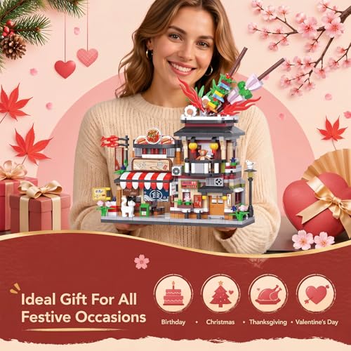 JYLWSMHMU Japanese Yakitori House Building Blocks Set Mini Street View Izakaya Construction Kit Unique Collectible Display Model and Creative Gift Idea - color: Japanese Yakitori House