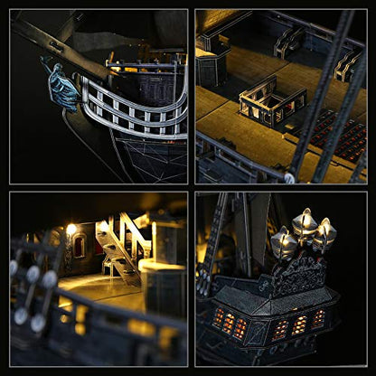 CubicFun 3D Puzzles Queen Anne's Revenge Pirate Ship Puzzle Kit, 340 Pieces - style: 1/95 LED Queen Anne's Revenge