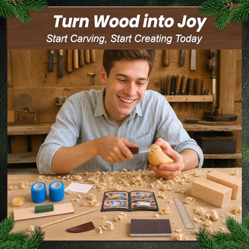 Wood Carving Kit, 13Pcs Whittling Kit with Carving Knives for Beginners - color: Bird Wood Carving Kit