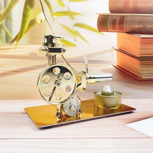 MagicTech Hot Air Stirling Engine Motor Metal Physics Electricity Power Cylinder Education Model JY44 - size: 6.3 x 3.43 x 4.72 Inch