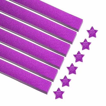MECCANIXITY 200 Sheets Origami Paper Glitter Stars Papers Purple Fold Paper for Beginner Arts Crafts Projects,0.4 x 8.7 Inch - color: Purple