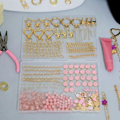 XHFXKCF 538Pcs Lip Gloss Keychain Making Kit with DIY Bag Charm - color: Pink
