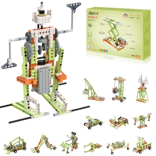 Apitor Robot E STEM Kits for 8-12 Year Old Boy Girl, 14 in 1 Electric Building Toys with Learning Materials, DIY Educational Construction Science Kit for Kids 8-10 10-12 Christmas Birthday Gift - style: Robot E