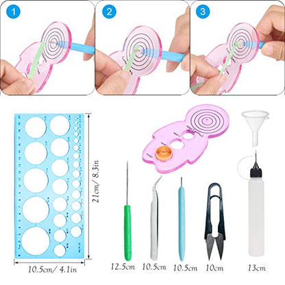 Woohome Quilling Supplies Paper Quilling Kits with 13 Quilling Tools and 1300 Strips Quilling Paper for Craft - color: Style 2