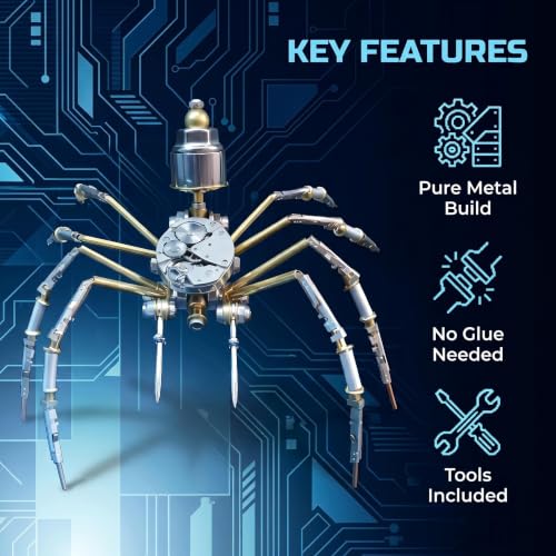 Steampunk 3D Metal Puzzle Spider 140+ Pcs Mechanical DIY Assembly Model Kit Desktop Display for Men Family and Friends(Mechanical Spider) - style: Mechanical Spider