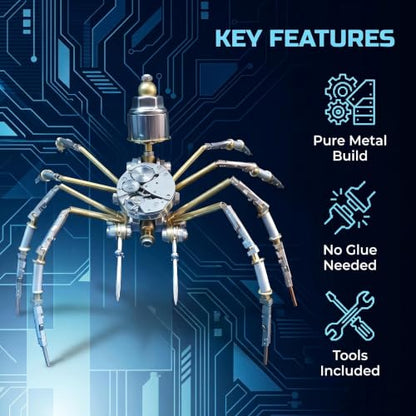 Steampunk 3D Metal Puzzle Spider 140+ Pcs Mechanical DIY Assembly Model Kit Desktop Display for Men Family and Friends(Mechanical Spider) - style: Mechanical Spider
