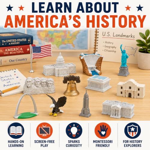 Safari Ltd. USA Super Toob - 12 American Landmark and Monument Figures