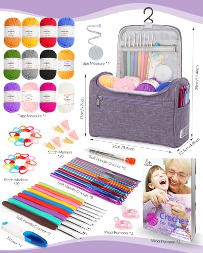 Aeelike Crochet Kit for Beginners Adults Kids, Complete Crochet Set, Purple - color: Purple