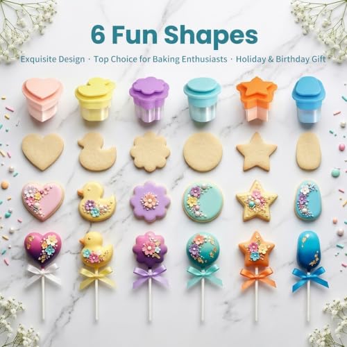 6 PCS Cake Pop Cutter Set, Pastel Cookie & Cakesicle Shaper Molds