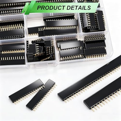 104PCS 2.54mm Male and Female Pin Header Connector Assortment Kit - size: 104pcs-Female Pin Header Connector