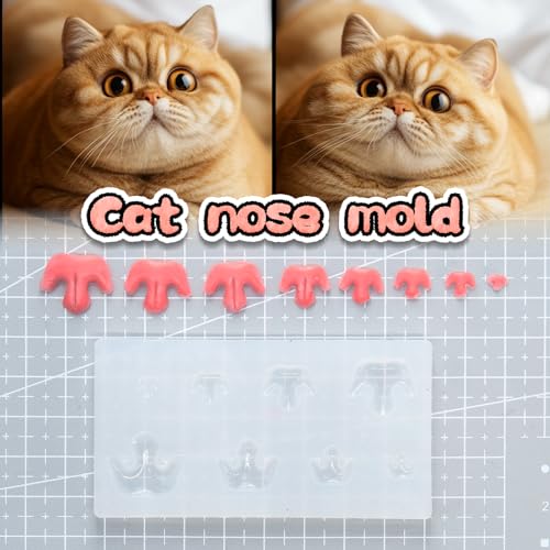 Nuvretk 8 Cute Silicone Molds for Needle Felting - Cat Nose Shapes for Stuffed Animals, DIY Crafts, and Accessories (Garfield) - size: CAT-Garfield