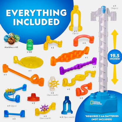 National Geographic Glow-in-the-Dark Motorized Marble Run for Kids 8-12 - style: 200-Piece Glow-in-the-Dark Marble Run