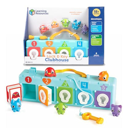 Learning Resources Lock & Key Clubhouse, Counting and Fine Motor Games, Combination Lock Toy, Montessori Activity Center for Kids, Preschool Learning Activities, Boy and Girls Gifts