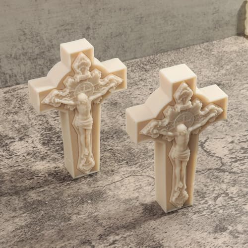 Candle Molds - Silicone Mold for Candles Making, DIY 3D Moulds for Soy Wax, Beeswax, Scented Candle, Valentine's Day Gifts (Crucifix) - color: Crucifix