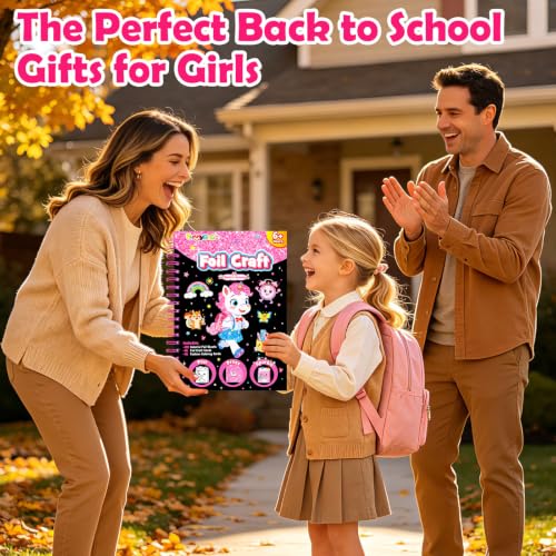 FUNNYB&G Foil Art Craft Kit for Kids, Sparkly Birthday Gift Toy for Girls - style: Back to School