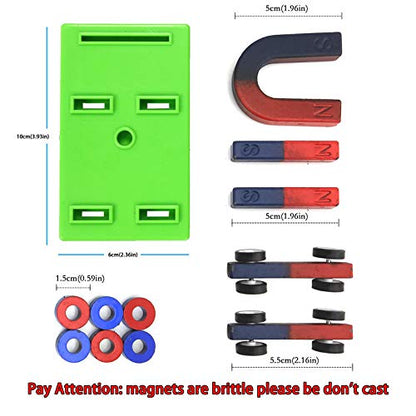 EUDAX Labs Junior Science Magnet Set for Education Science Experiment Tools Icluding Bar/Ring/Horseshoe/Compass Magnets (Pack of 2) - size: 1.97 inches (Pack of 2)