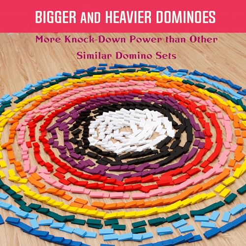 1200 Piece Dominoes Set for Kids, Colorful Dominos Tiles for Building, Stacking, Racing, Tumbling, Wood Domino with Box, Educational Toy - color: 1200pcs