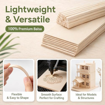 150pc Balsa Wood Kit with Sticks & Sheets