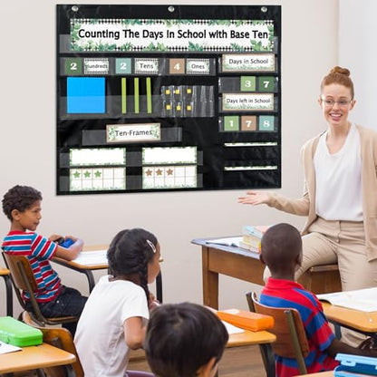 Greenery Back to Counting The Days with Base Ten Place Value Teaching Materials Counting for Activities Bulletin Board Home Decor - style: Greenery