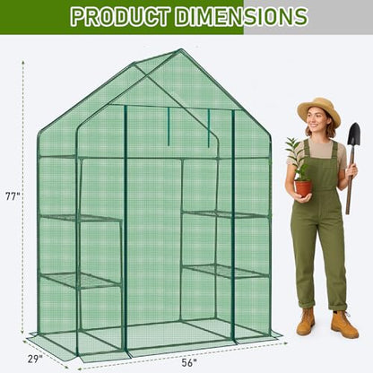 Outvita Walk-in Greenhouse, 3 Tiers 4 Shelves, Durable PE, 56"x29"x77" - style: 3 tiers 4 shelves