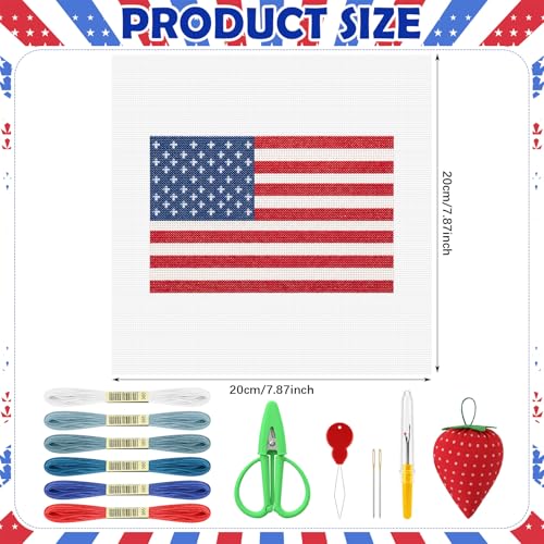 XunYee 23 Pcs American Flag Needlepoint Kit for Beginners Adults Starters - style: American Flag